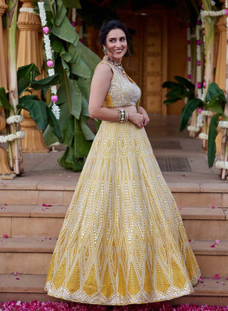 Chamee And Palak-Yellow Mia Lehenga Set-INDIASPOPUP.COM