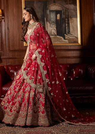 Zinah red lehenga set