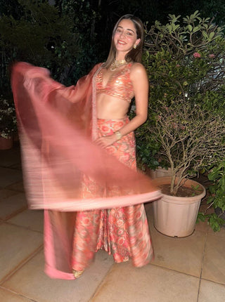 Gopi Vaid-Coral Embellished Palazzo Set-INDIASPOPUP.COM