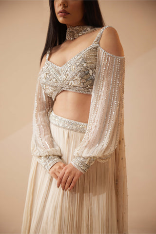 Roqa-Cannes Ivory Lehenga Set-INDIASPOPUP.COM