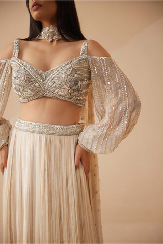 Roqa-Cannes Ivory Lehenga Set-INDIASPOPUP.COM