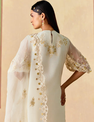 Ivory and gold cutwork kurta set