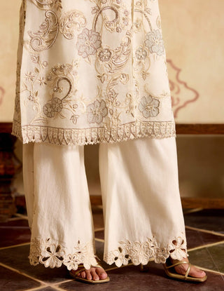 Ivory and silver embroidered jacket and tunic