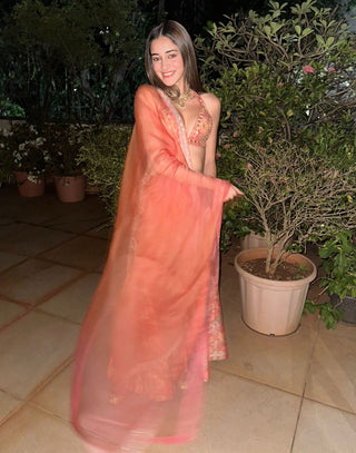 Gopi Vaid-Coral Embellished Palazzo Set-INDIASPOPUP.COM