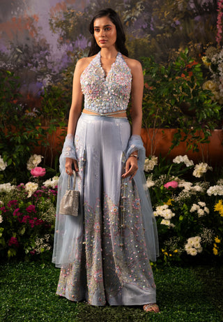 Ice Blue Sofia Palazzo Set by Moledro available on Indiaspopup