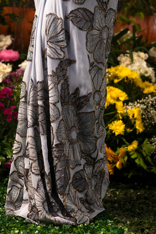 Ice Blue Natasha Sari And Blouse by Moledro available on Indiaspopup