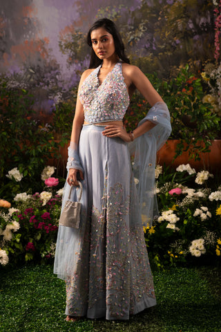 Ice Blue Sofia Palazzo Set by Moledro available on Indiaspopup