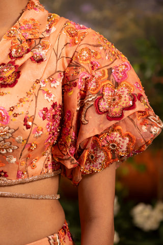 Coral Tisha Blouse And Flared Pants by Moledro available on Indiaspopup