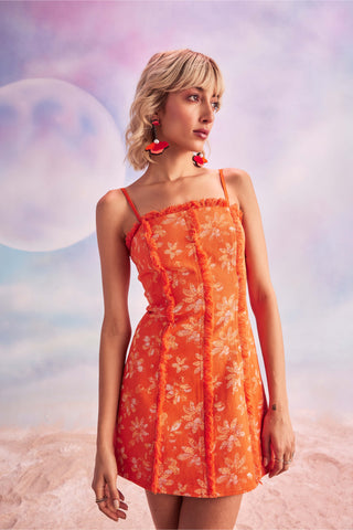 House Of Eda-Astor Orange Mini Dress-INDIASPOPUP.COM