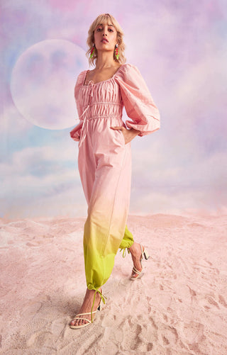House Of Eda-Claude Horizon Pink Jumpsuit-INDIASPOPUP.COM
