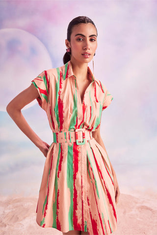 House Of Eda-Bertha Pink Glaze Shirt Dress-INDIASPOPUP.COM