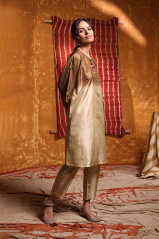Shivani Bhargava-Brown Ombre Kimono Tunic And Pants-INDIASPOPUP.COM
