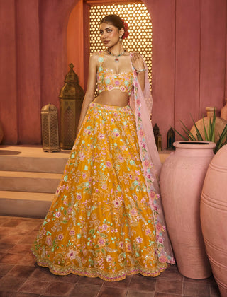 Ghazal yellow lehenga set