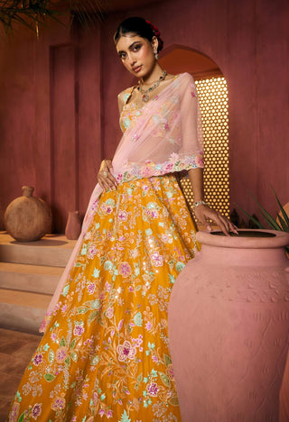 Ghazal yellow lehenga set