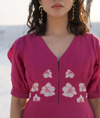 The Loom Art-Raspberry Magenta Dress-INDIASPOPUP.COM