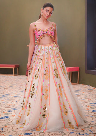 Papa Don'T Preach By Shubhika-Off-White Embellished Lehenga Set-INDIASPOPUP.COM