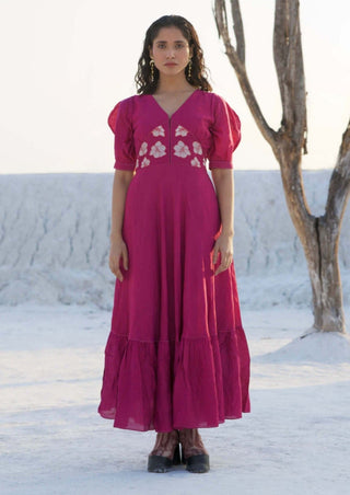 The Loom Art-Raspberry Magenta Dress-INDIASPOPUP.COM