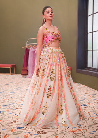 Papa Don'T Preach By Shubhika-Off-White Embellished Lehenga Set-INDIASPOPUP.COM