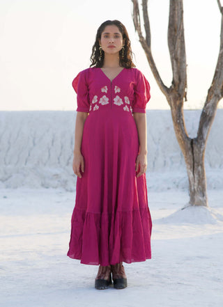 The Loom Art-Raspberry Magenta Dress-INDIASPOPUP.COM
