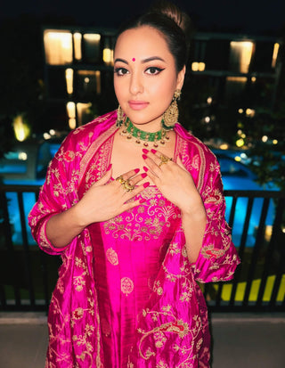 Punit Balana Classic Gulabi Anarkali Set available on indiaspopup