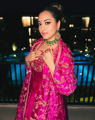 Punit Balana Classic Gulabi Anarkali Set available on indiaspopup