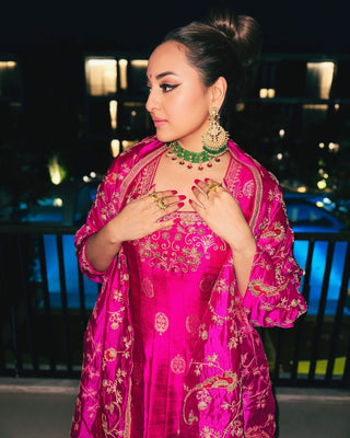 Punit Balana Classic Gulabi Anarkali Set available on indiaspopup