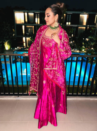 Punit Balana Classic Gulabi Anarkali Set available on indiaspopup