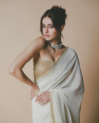Ivory chand frame sari and bustier