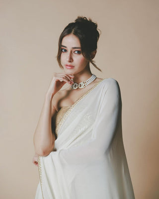Ivory chand frame sari and bustier
