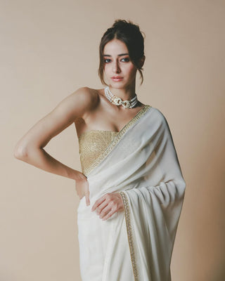 Ivory chand frame sari and bustier