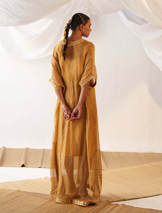 Itrh-Peela Kaner Mustard Kaftan-INDIASPOPUP.COM