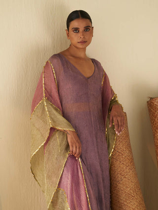 Itrh-Kand Pushp Purple Kaftan And Skirt Set-INDIASPOPUP.COM