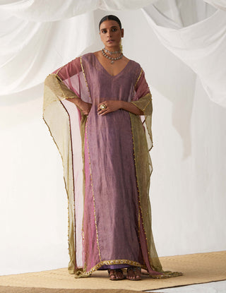 Itrh-Kand Pushp Purple Kaftan And Skirt Set-INDIASPOPUP.COM