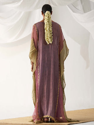Itrh-Kand Pushp Purple Kaftan And Skirt Set-INDIASPOPUP.COM