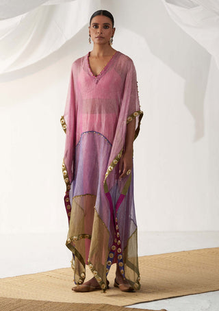 Itrh-Sadabahar Pink Embellished Kaftan Set-INDIASPOPUP.COM