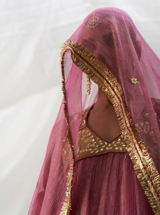 Itrh-Madhumalti Pink Gathered Kurta Set-INDIASPOPUP.COM