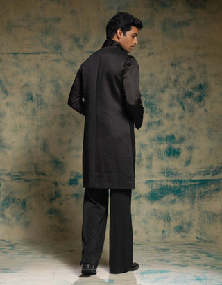 Black and gold hand embroidered shrug set