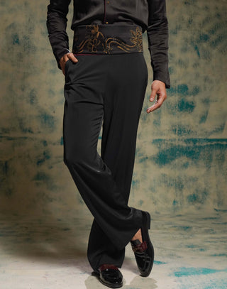 Black and gold hand embroidered shrug set