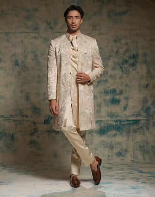 Buttercream embroidered contemporary jacket set