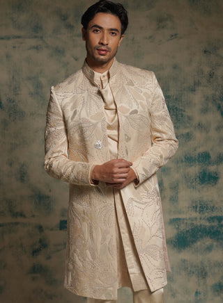 Buttercream embroidered contemporary jacket set