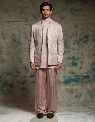 Mauve hand embroidered concept blazer set