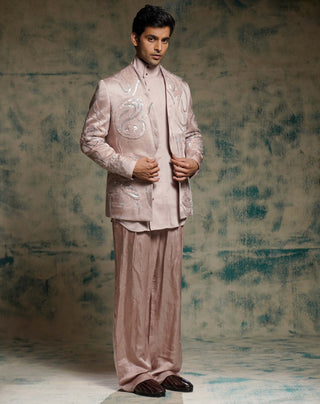 Mauve hand embroidered concept blazer set