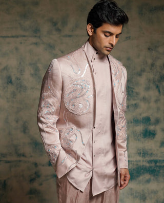 Mauve hand embroidered concept blazer set