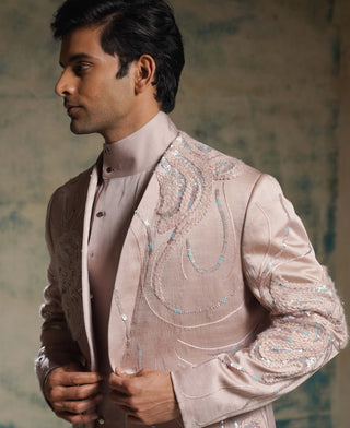 Mauve hand embroidered concept blazer set