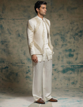 Ivory hand embroidered sequins short jacket set