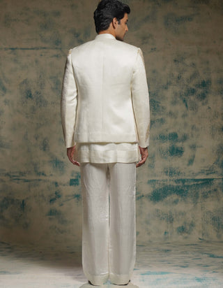 Ivory hand embroidered sequins short jacket set
