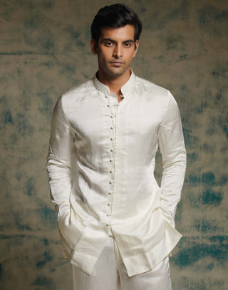 Ivory hand embroidered sequins short jacket set