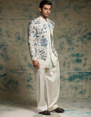 Ivory embriodered short jacket set