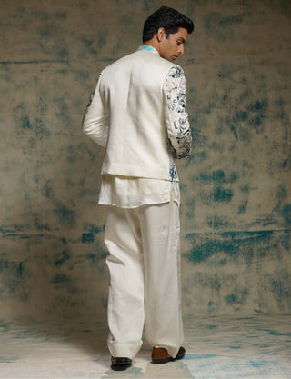 Ivory embriodered short jacket set