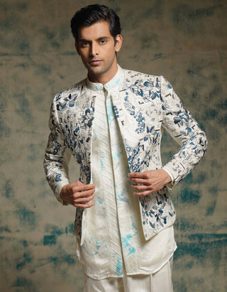 Ivory embriodered short jacket set